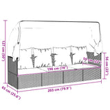 Outdoor Lounge Bed with Roof and Cushions Grey Poly Rattan - Extra Image