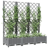 Garden Planter with Trellis Light Grey 120x40x121.5 cm PP - Side View