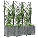 Garden Planter with Trellis Light Grey 120x40x136 cm PP - Side View