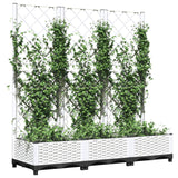Garden Planter with Trellis White 120x40x121.5 cm PP - Side View