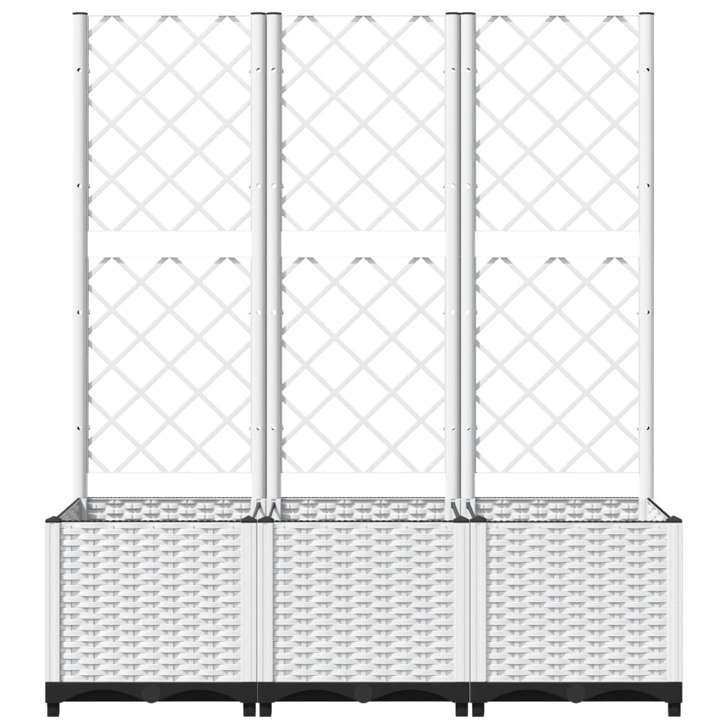 Garden Planter with Trellis White 120x40x136 cm PP