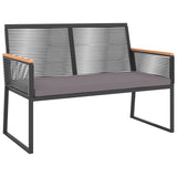 4 Piece Garden Lounge Set with Cushions Black Steel