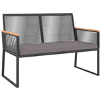 4 Piece Garden Lounge Set with Cushions Black Steel