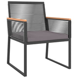 4 Piece Garden Lounge Set with Cushions Black Steel