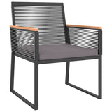 4 Piece Garden Lounge Set with Cushions Black Steel - 45-Degree Angle