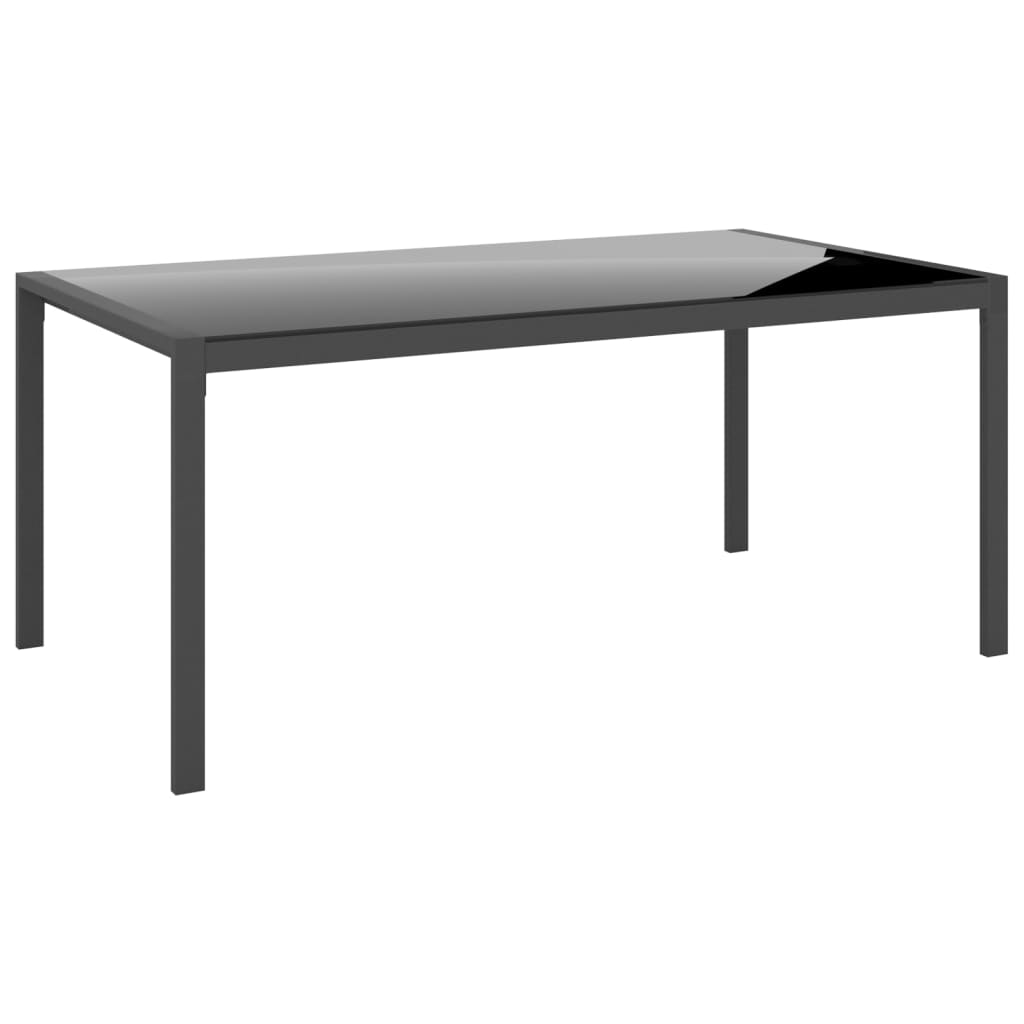 4 Piece Garden Lounge Set with Cushions Black Steel