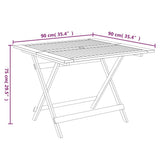 Folding Garden Table 90x90x75 cm Solid Wood Acacia - Close-Up Angle