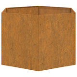 Planter Rusty 60x60x45 cm Corten Steel - Rear View