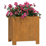 Planters with Legs 2 pcs Rusty 30x30x30 cm Corten Steel - Side View