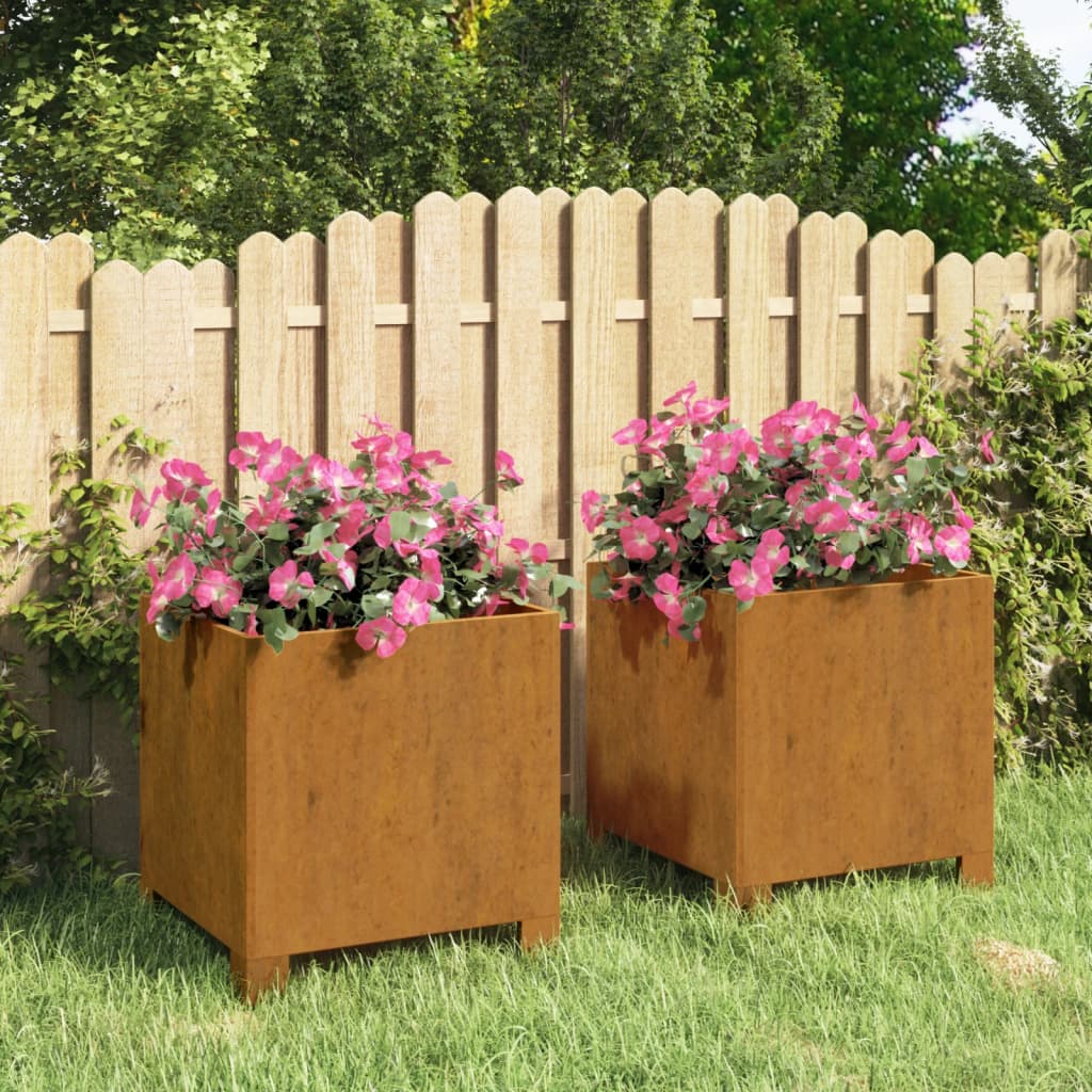Planters with Legs 2 pcs Rusty 30x30x30 cm Corten Steel