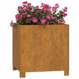 Planters with Legs 2 pcs Rusty 40x40x40 cm Corten Steel - Side View