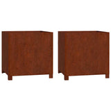 Planters with Legs 2 pcs Rusty 50x50x50 cm Corten Steel