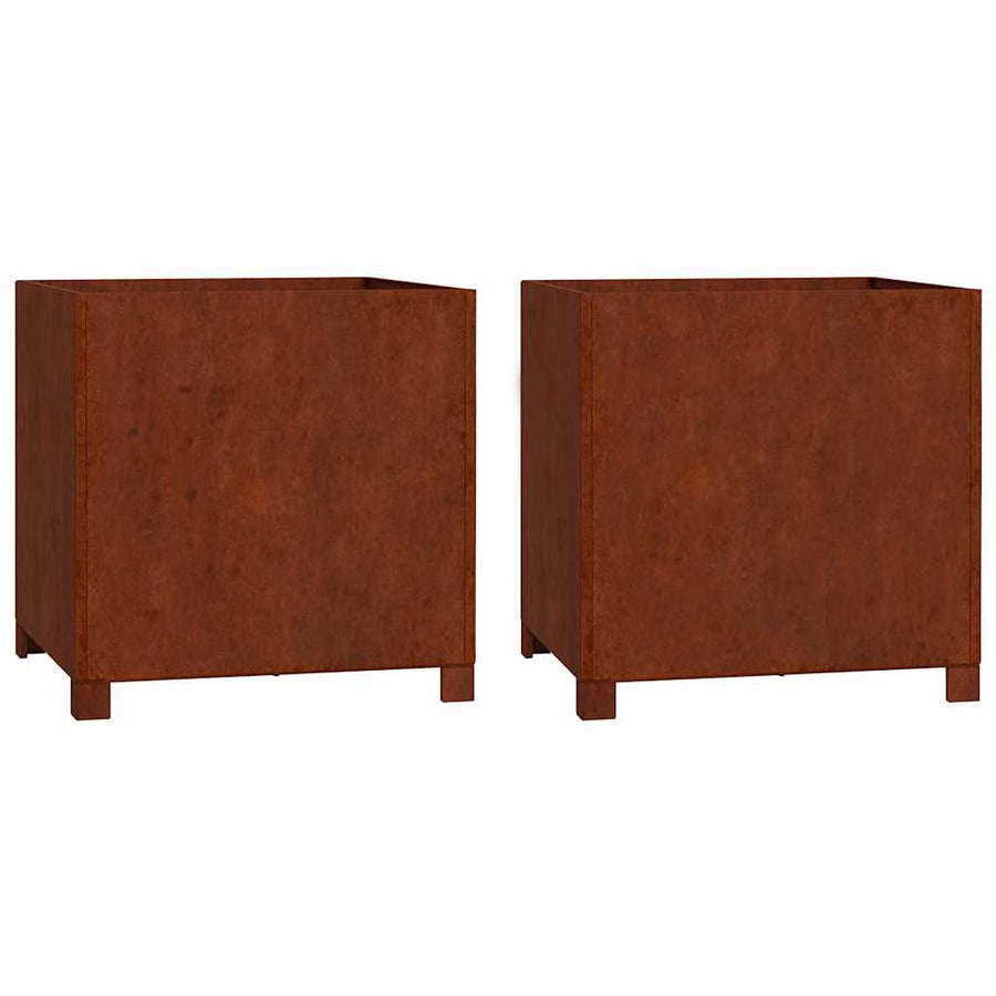 Planters with Legs 2 pcs Rusty 50x50x50 cm Corten Steel