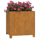 Planters with Legs 2 pcs Rusty 50x50x50 cm Corten Steel - Side View