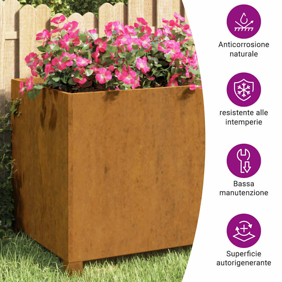 Planters with Legs 2 pcs Rusty 50x50x50 cm Corten Steel