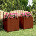 Planters with Legs 2 pcs Rusty 50x50x50 cm Corten Steel