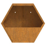 Wall Planters 2 pcs Rusty Corten Steel 30x10x25 cm - Rear View