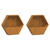 Wall Planters 2 pcs Rusty Corten Steel 46x10x40 cm - Front View