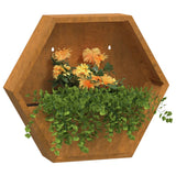 Wall Planters 2 pcs Rusty Corten Steel 46x10x40 cm - Side View