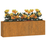 Wall Planters 2 pcs Rusty Corten Steel 53x10x17 cm - Side View