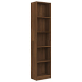 5-Tier Book Cabinet Brown Oak 40x24x175 cm Engineered Wood - Front View