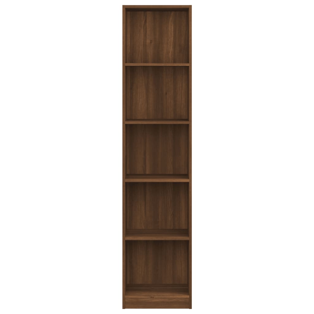 5-Tier Book Cabinet Brown Oak 40x24x175 cm Engineered Wood