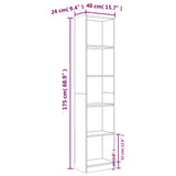 5-Tier Book Cabinet Brown Oak 40x24x175 cm Engineered Wood - Close-Up Angle