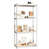 4-Layer Shelves 3 pcs Silver Steel&Engineered Wood - Side View