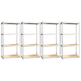 4-Layer Shelves 4 pcs Silver Steel&Engineered Wood