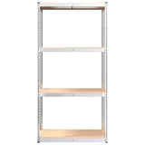 4-Layer Shelves 4 pcs Silver Steel&Engineered Wood