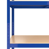 4-Layer Shelves 3 pcs Blue Steel&Engineered Wood - Low Angle