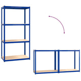 4-Layer Shelves 3 pcs Blue Steel&Engineered Wood - Extra Image