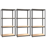 4-Layer Shelves 3 pcs Anthracite Steel&Engineered Wood