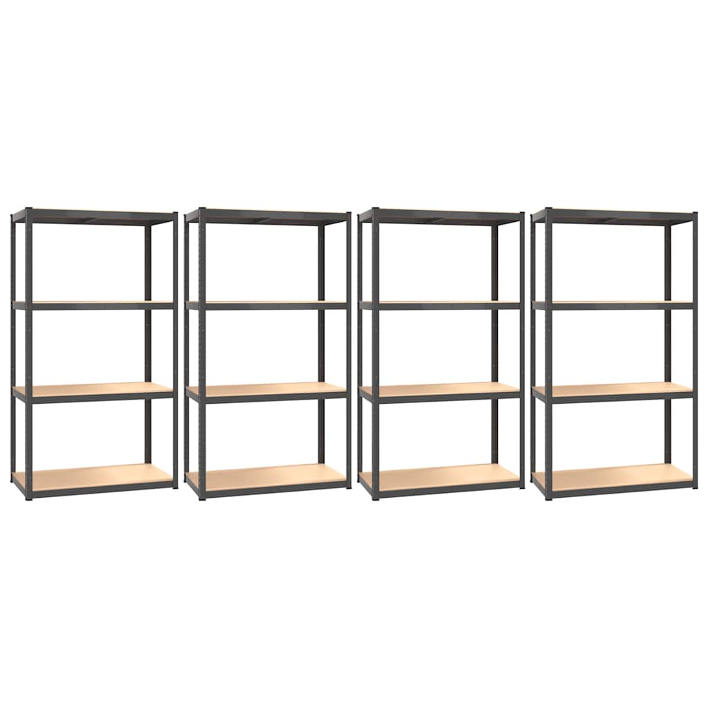 4-Layer Shelves 4 pcs Anthracite Steel&Engineered Wood