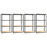 4-Layer Shelves 4 pcs Anthracite Steel&Engineered Wood - Front View