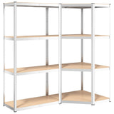 4-Layer Shelves 2 pcs Silver Steel&Engineered Wood - Front View