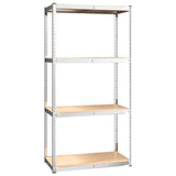 4-Layer Shelves 2 pcs Silver Steel&Engineered Wood