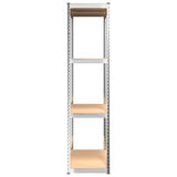 4-Layer Shelves 2 pcs Silver Steel&Engineered Wood