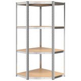 4-Layer Shelves 2 pcs Silver Steel&Engineered Wood - Extra Image