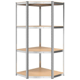 4-Layer Shelves 3 pcs Silver Steel&Engineered Wood
