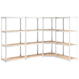 4-Layer Shelves 4 pcs Silver Steel&Engineered Wood - Front View