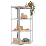 4-Layer Shelves 4 pcs Silver Steel&Engineered Wood - Top-Down View