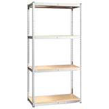 4-Layer Shelves 4 pcs Silver Steel&Engineered Wood - 45-Degree Angle
