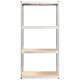 4-Layer Shelves 4 pcs Silver Steel&Engineered Wood - Rear View