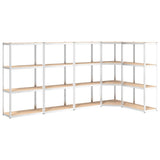4-Layer Shelves 5 pcs Silver Steel&Engineered Wood - Front View