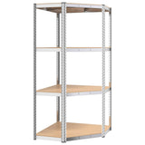 4-Layer Shelves 5 pcs Silver Steel&Engineered Wood - Low Angle