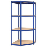 4-Layer Shelves 2 pcs Blue Steel&Engineered Wood