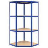 4-Layer Shelves 2 pcs Blue Steel&Engineered Wood