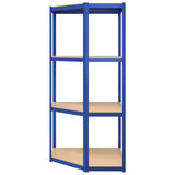 4-Layer Shelves 3 pcs Blue Steel&Engineered Wood - Extra Image