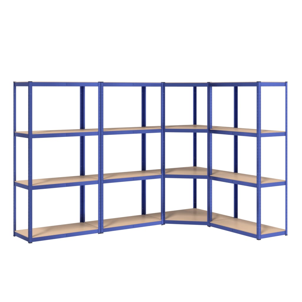 4-Layer Shelves 4 pcs Blue Steel&Engineered Wood